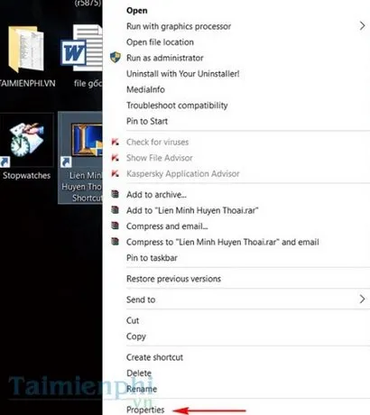 Hộp thoại Properties của LMHT, minh họa các bước định vị thư mục gốc