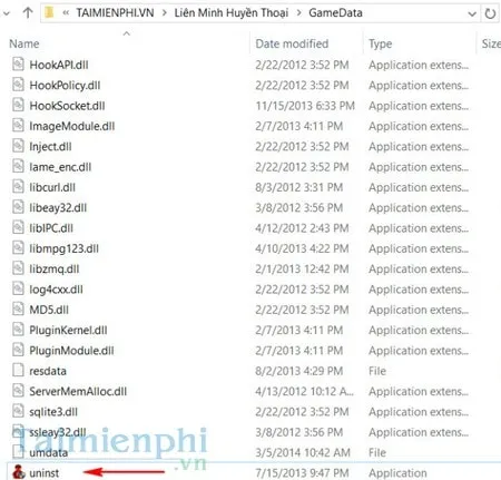 Kích hoạt file uninst.exe để bắt đầu quy trình xóa cài đặt LMHT khỏi máy tính