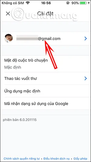 Chọn tài khoản Google cần đổi mật khẩu trong danh sách email
