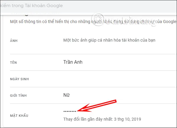 Yêu cầu nhập lại mật khẩu cũ để xác nhận danh tính trước khi đổi mật khẩu Google
