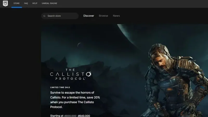 Giao diện cửa hàng Epic Games Store khi tìm kiếm game Grand Theft Auto V để thực hiện cách tải GTA trên máy tính