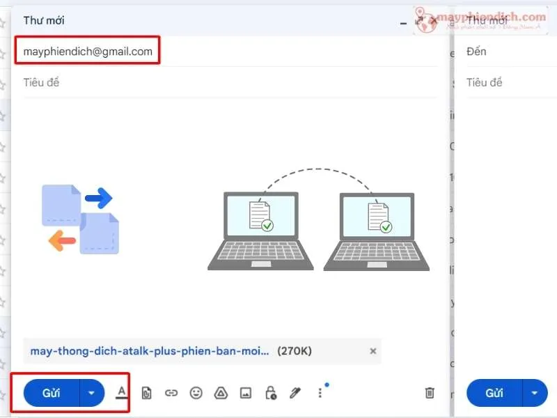 Gửi File đính kèm dữ liệu qua email của chính mình