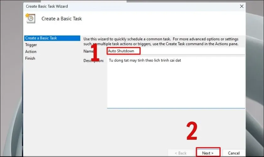 Điền thông tin mô tả vào mục Description