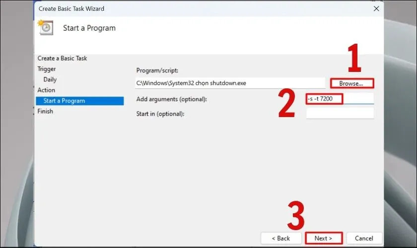 Nhập lệnh hẹn giờ tắt máy