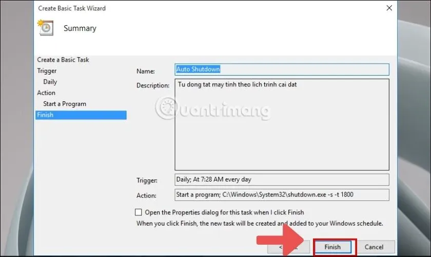 Nhấn Finish để hoàn tất