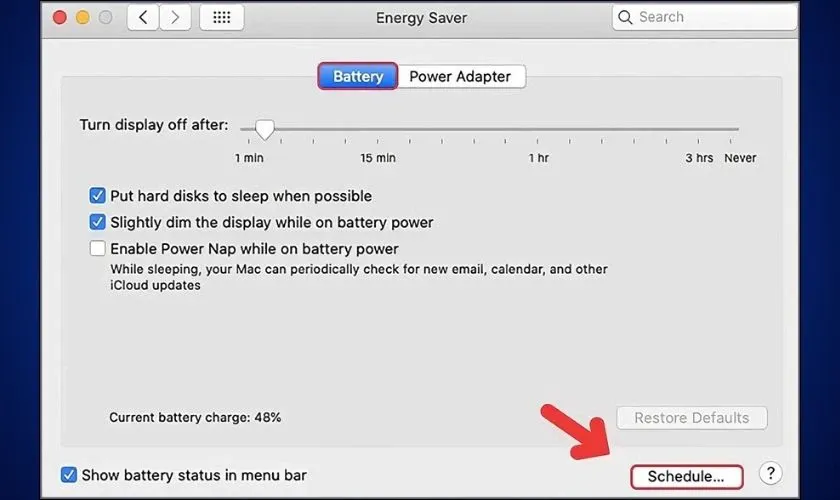 Chọn vào mục Schedule để hẹn giờ tắt máy