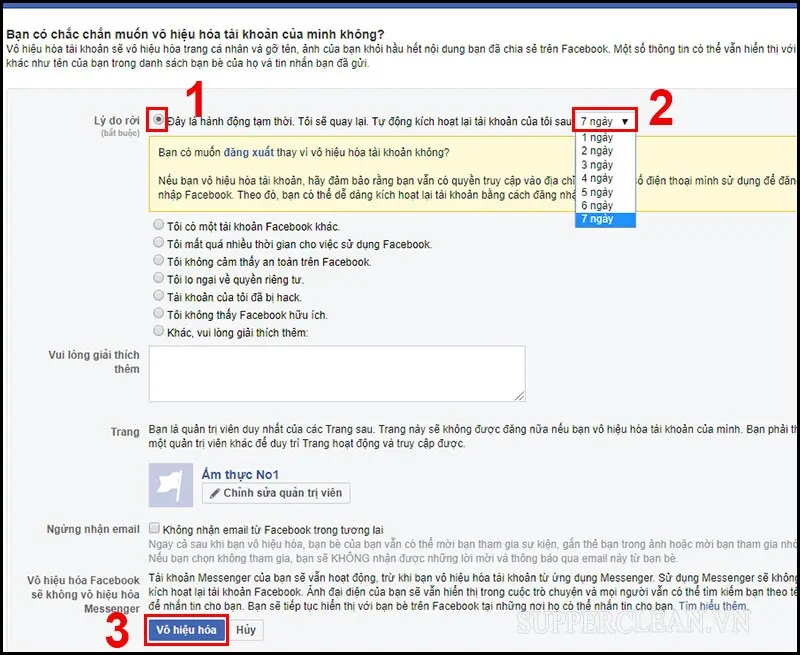 Thông báo xác nhận cuối cùng trước khi vô hiệu hóa tài khoản, đảm bảo quyết định của người dùng