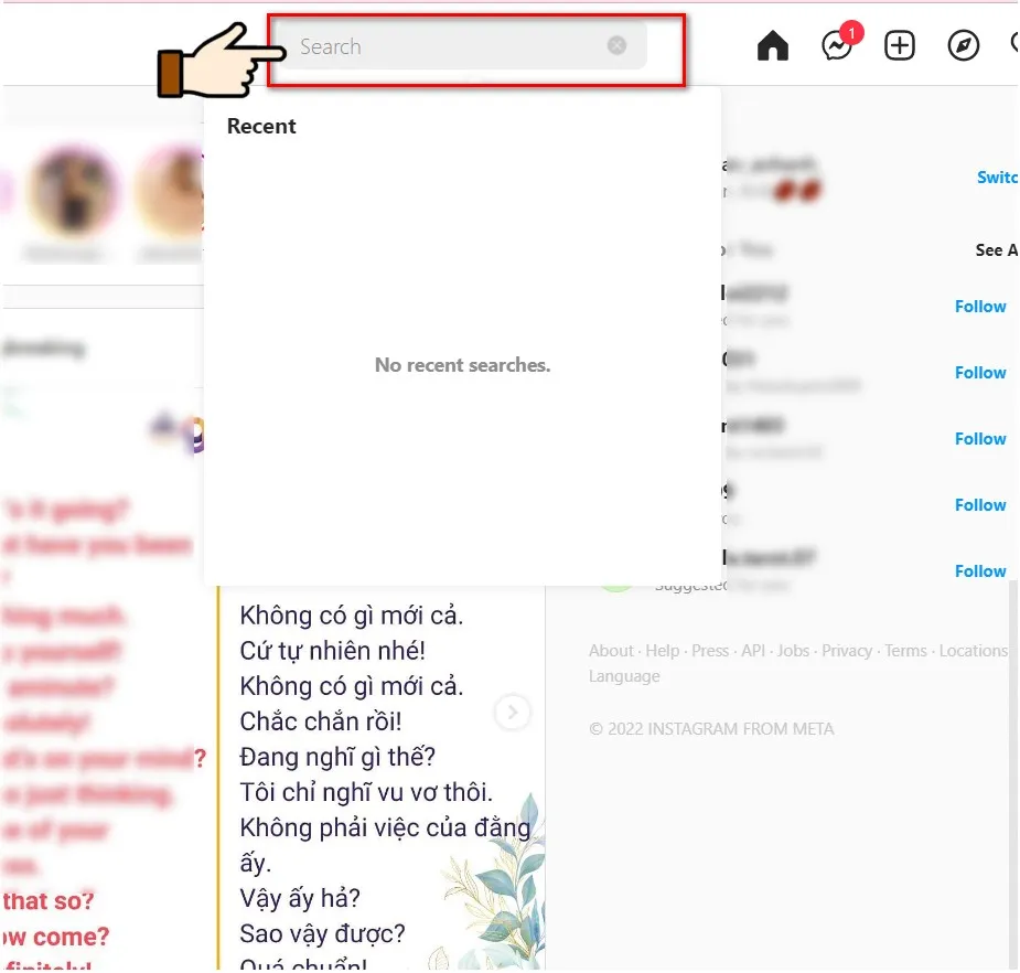Tìm kiếm và truy cập story trên giao diện máy tính để chuẩn bị download về máy tính