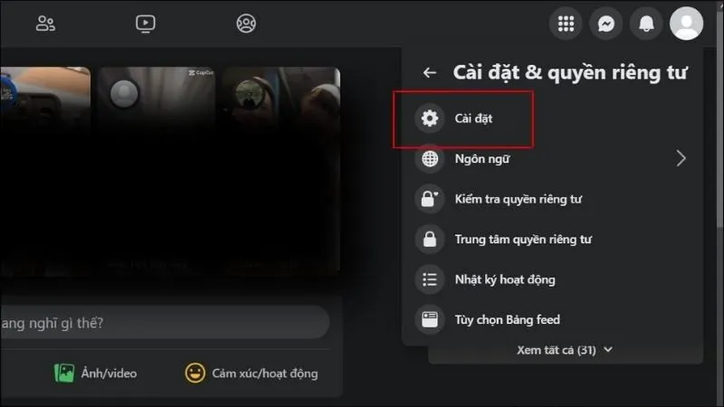 Chọn Cài đặt chung sau khi truy cập quyền riêng tư