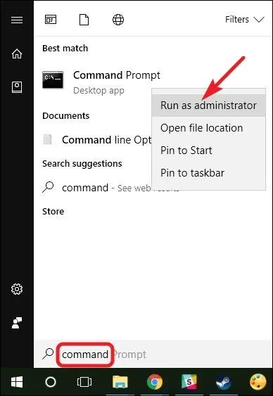 Cách mở Command Prompt với quyền Run as administrator để kiểm tra Port