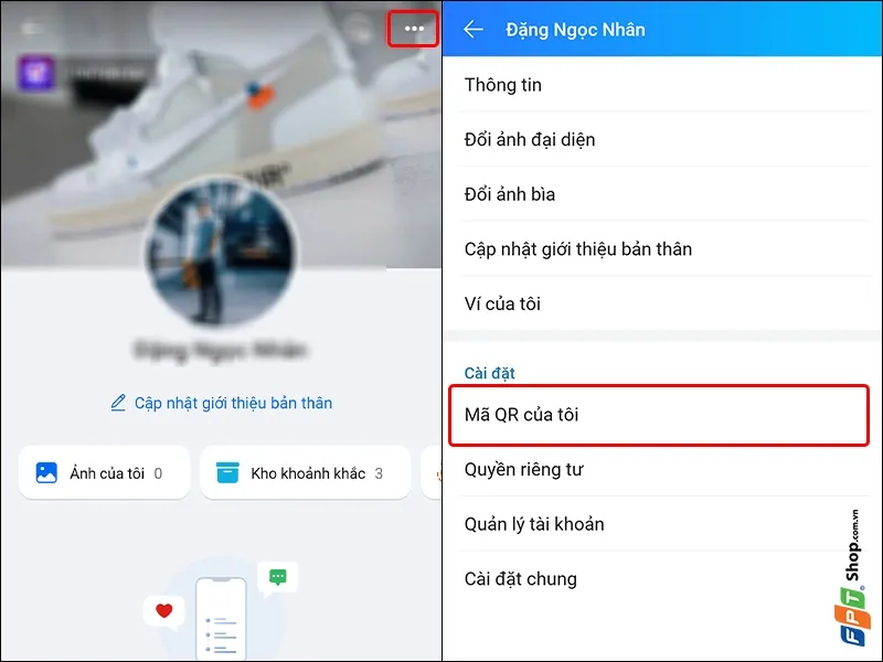 Quy trình cách lấy link Zalo qua Mã QR: Chọn Mã QR của tôi