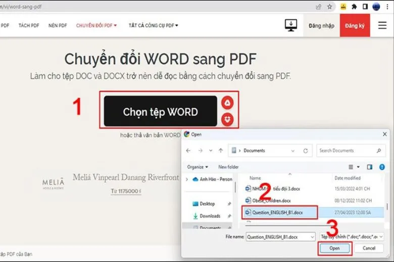Giao diện công cụ iLovePDF để chuyển Word sang PDF
