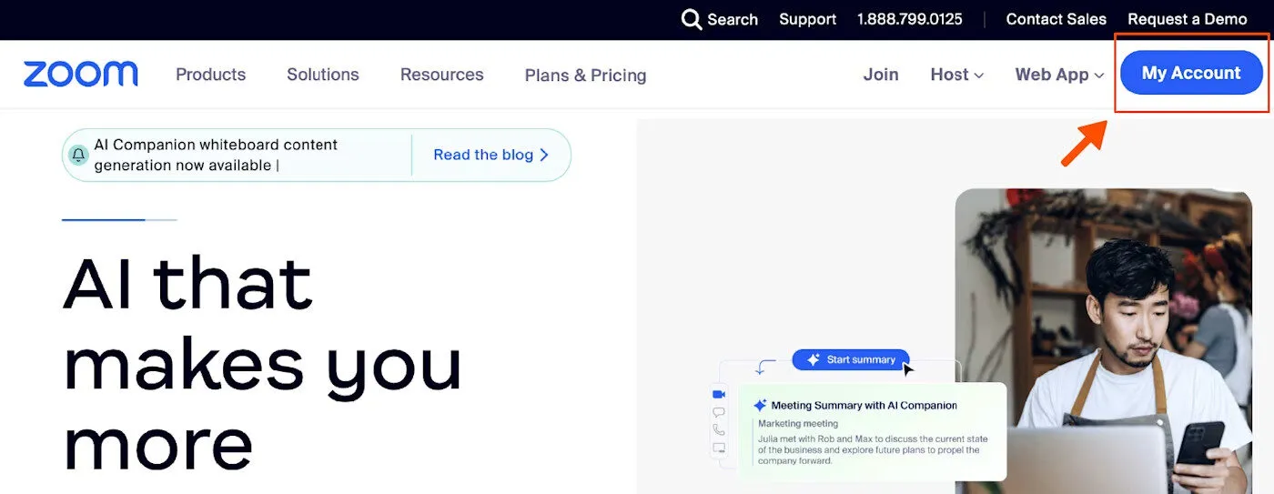 Giao diện đăng nhập hoặc trang chủ của Zoom Web