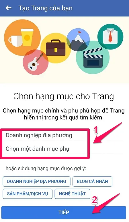 Bước 4: Chọn hạng mục cho Fanpage