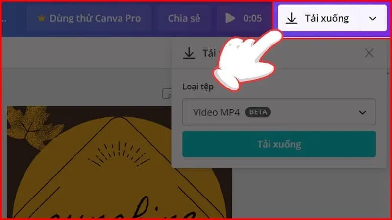 Nút Tải xuống để hoàn thành thiết kế