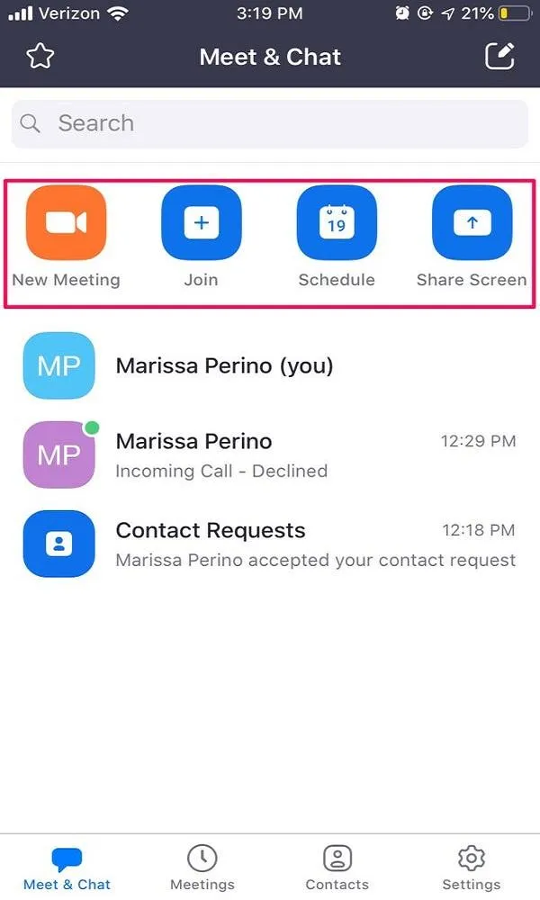 Giao diện tạo cuộc họp mới trên ứng dụng Zoom điện thoại