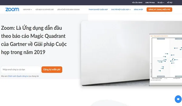 Giao diện trang chủ Zoom.us để bắt đầu đăng ký tài khoản