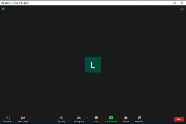 Cửa sổ cuộc họp Zoom khi bắt đầu trên máy tính