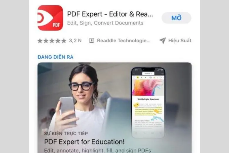 Mở ứng dụng PDF Expert trên iPhone