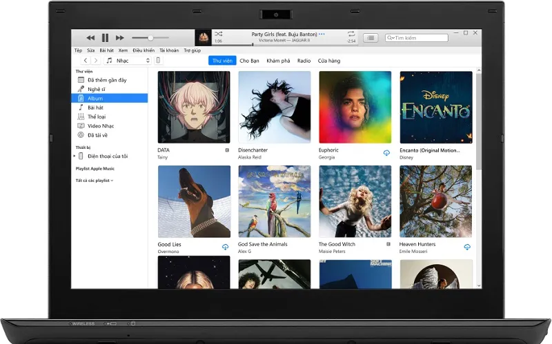 Giao diện iTunes Player, quản lý thư viện video và âm thanh trên máy tính