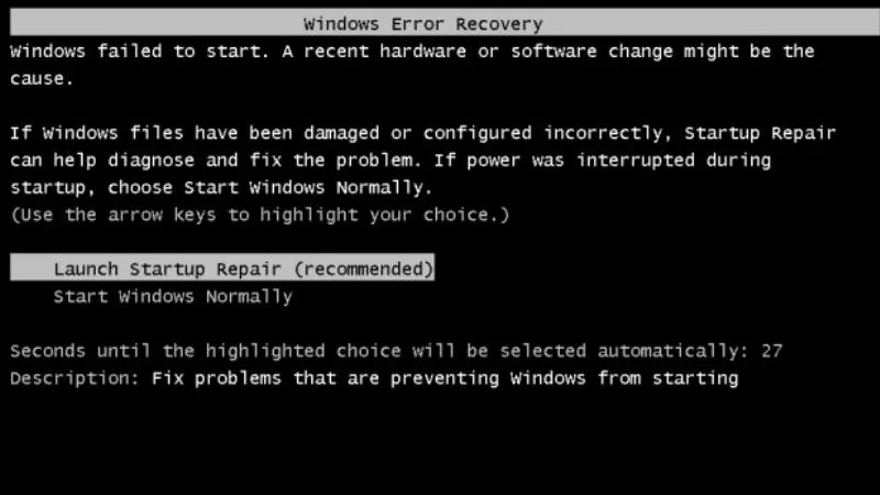 Máy tính bị lỗi Win