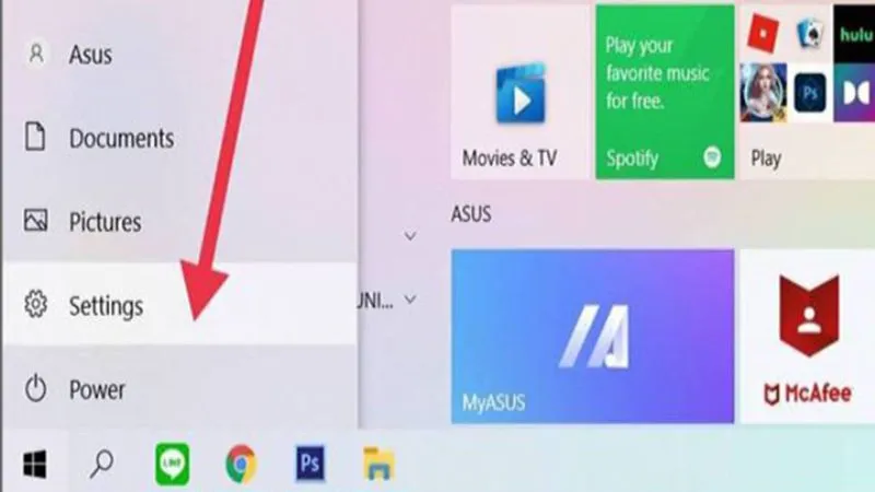 Hình ảnh minh họa cách mở Settings trên Win 10