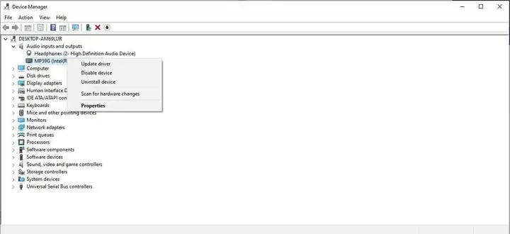 Kiểm tra và Cập nhật Driver Âm thanh để đảm bảo cách kết nối mic tai nghe với máy tính hoạt động ổn định