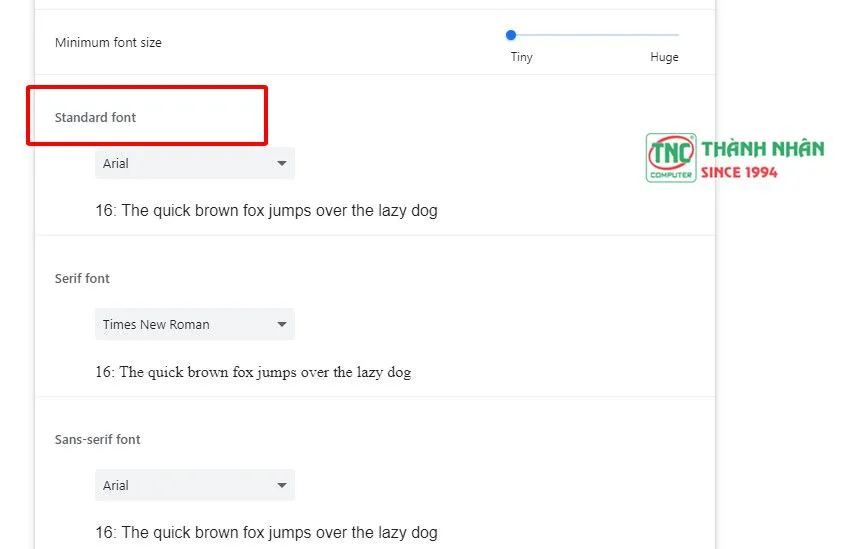 cài đặt font chrome