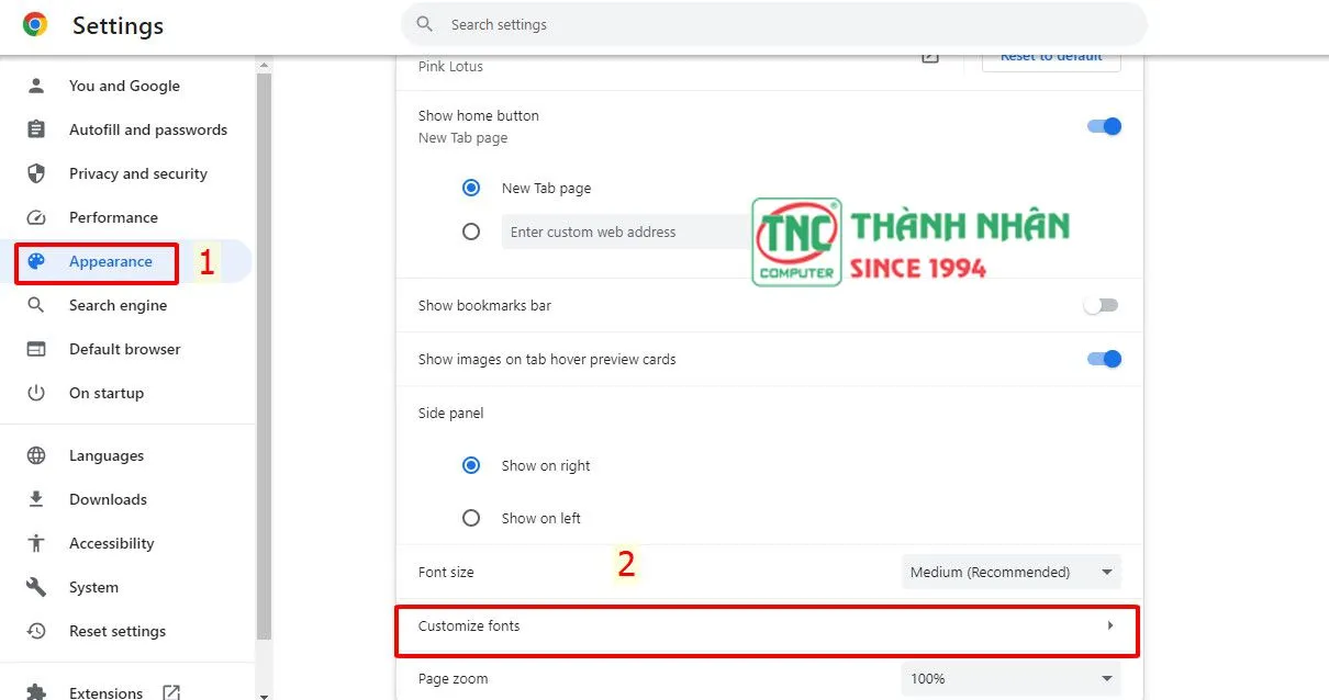 cách cài đặt phông chữ cho google chrome