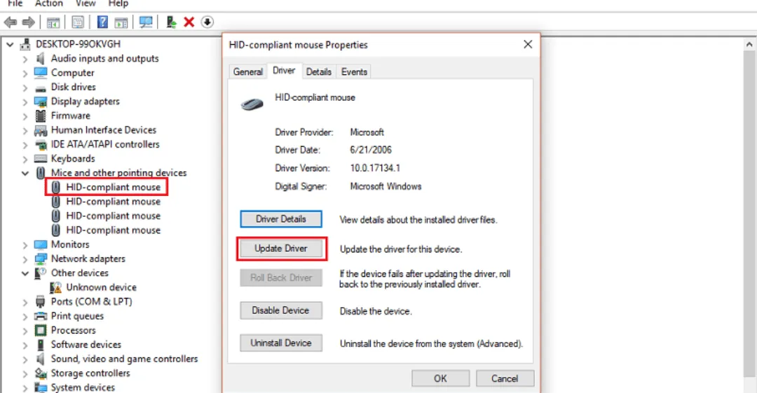Cửa sổ Update Driver (Cập nhật Trình điều khiển) trong Device Manager để sửa lỗi driver cũ.