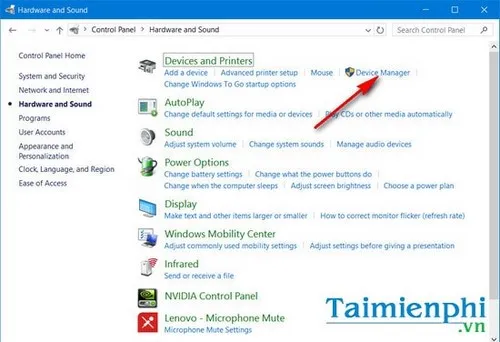 Kiểm tra thông qua Control Panel