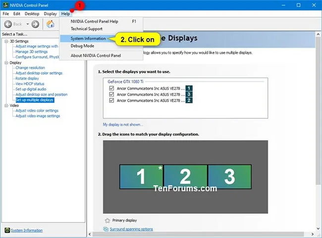 Mở System Information trong NVIDIA Control Panel để xem thông tin driver chi tiết