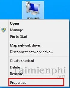 Chọn Properties Để Kiểm Tra Thông Số Hệ Thống