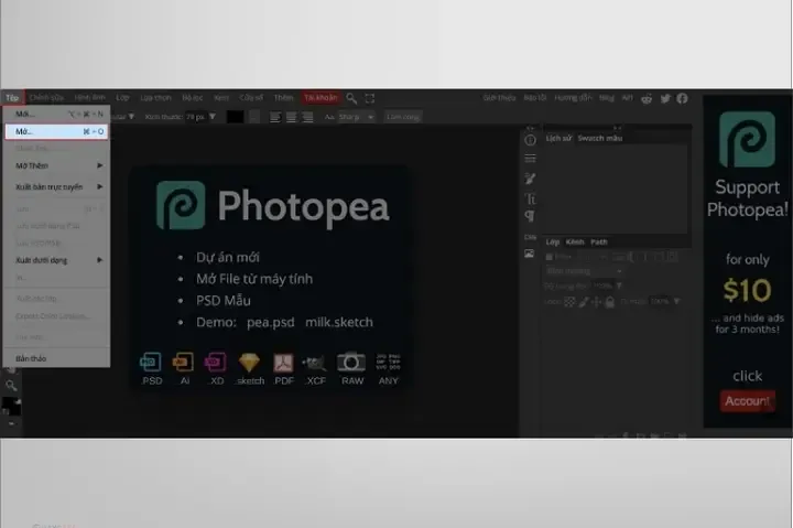Giao diện phần mềm thiết kế quotes trực tuyến