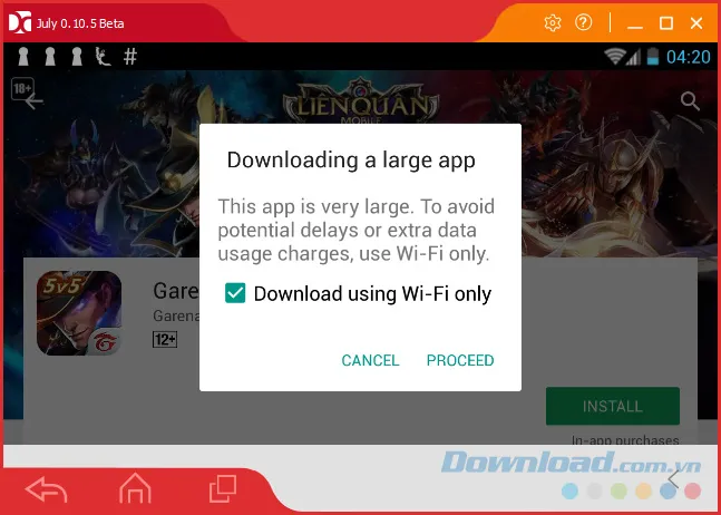 Hộp thoại xác nhận Proceed (Tiếp tục) để bắt đầu quá trình tải xuống.