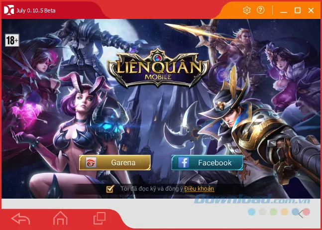 Giao diện đăng nhập Liên Quân Mobile, lựa chọn giữa tài khoản Garena hoặc Facebook.