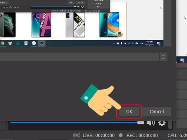 Giao diện OBS Studio đang cấu hình các nguồn phát và mixer âm thanh cho việc live stream