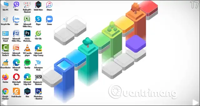 Kết quả áp dụng video cục bộ thành hình nền động, mang lại giao diện desktop mới mẻ.