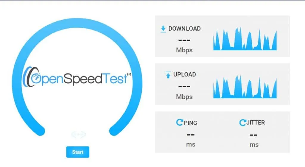 Giao diện OpenSpeedTest, một công cụ đo tốc độ internet dựa trên HTML5