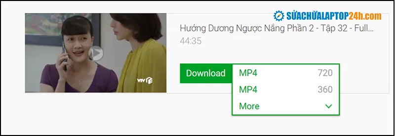 Lựa chọn độ phân giải và định dạng file khi thực hiện cách tải phim về máy tính