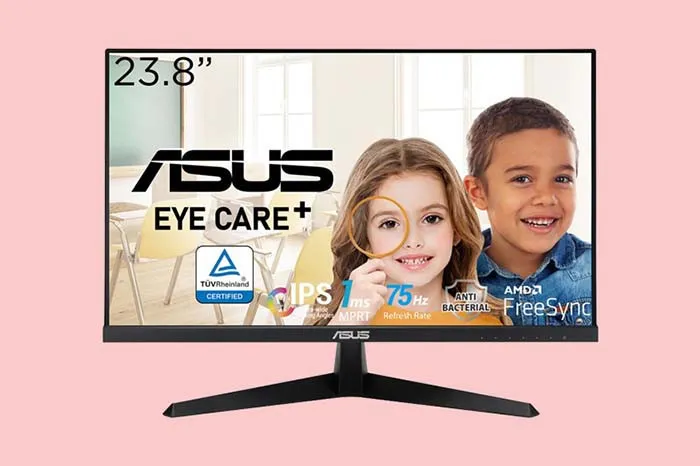 Hình ảnh minh họa vị trí đặt màn hình và tư thế ngồi chuẩn để bảo vệ mắt, liên quan đến cách điều chỉnh màn hình máy tính