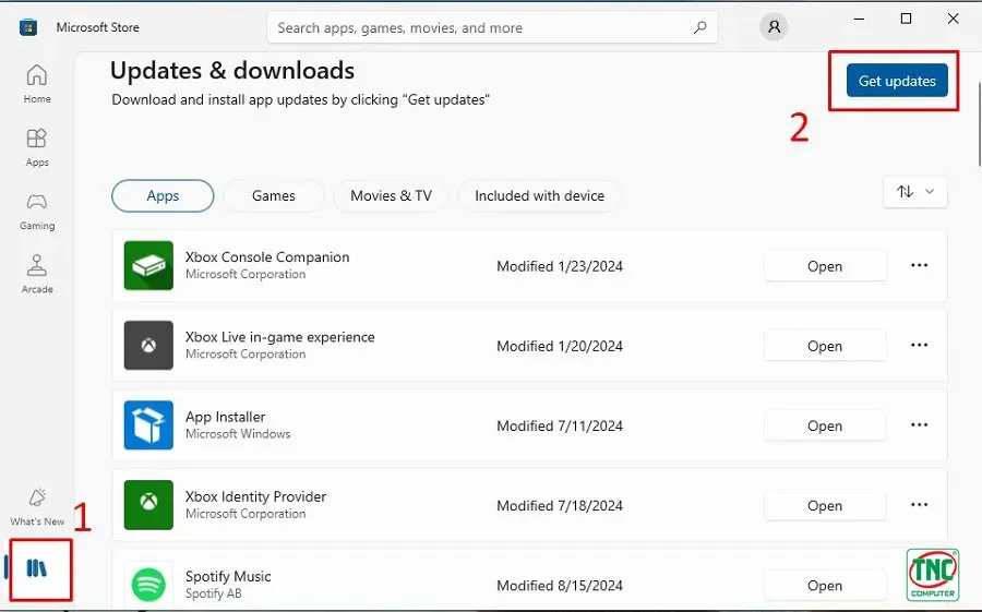 Nhấn Get updates để tải bản cập nhật ứng dụng mới nhất