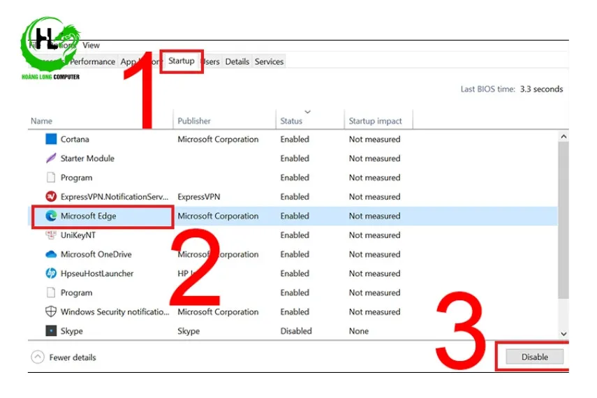 Tắt các ứng dụng không cần thiết trong mục Startup để tối ưu hóa hiệu suất