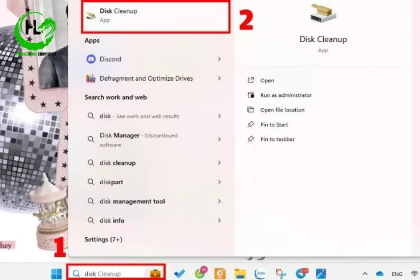 Hướng dẫn tìm công cụ Disk Cleanup để dọn dẹp hệ thống giảm lag