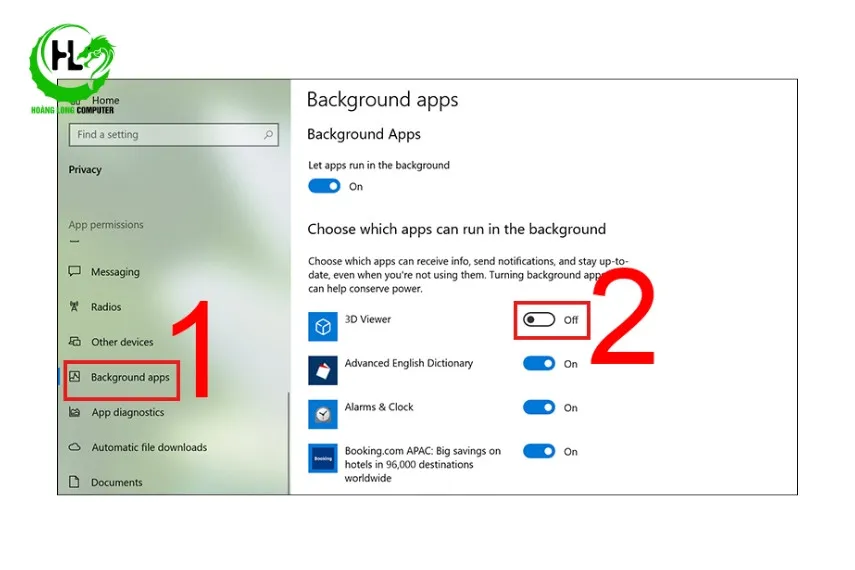 Tắt các ứng dụng chạy nền không cần thiết là cách chữa lag máy tính hiệu quả
