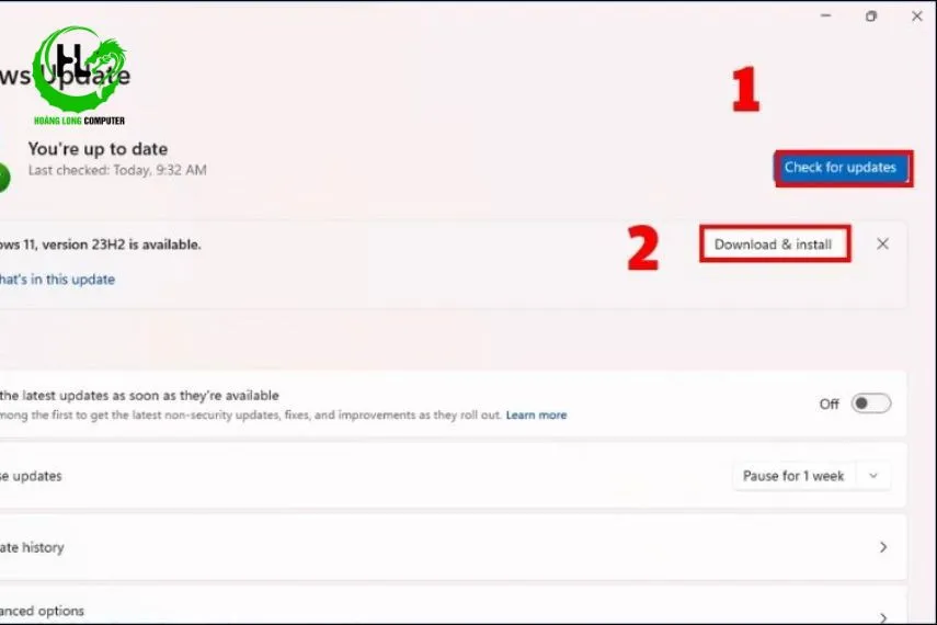 Nhấn Check for updates để đảm bảo hệ điều hành luôn ở phiên bản mới nhất