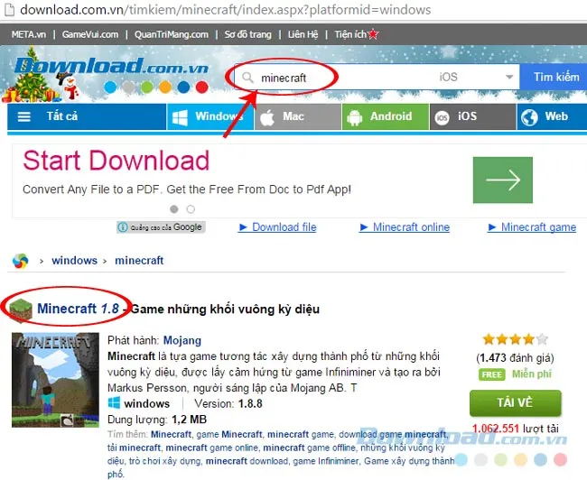 Hướng dẫn tìm kiếm tệp cài đặt Minecraft trên máy tính bằng công cụ tìm kiếm