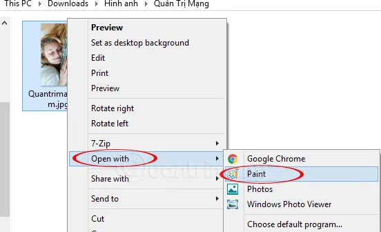 Mở ảnh bằng Paint để xoay