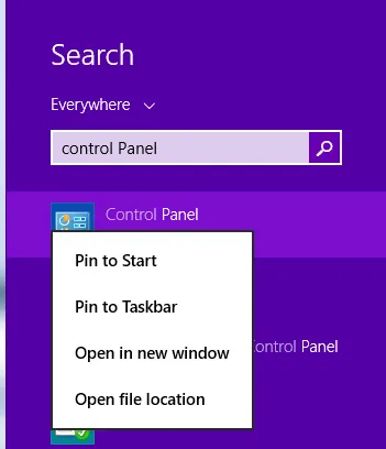 Mở Control Panel trên Windows 8/8.1