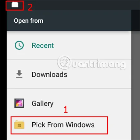 Mở Trình Quản Lý Tệp Media Trên Bluestacks Để Lựa Chọn Ảnh Mã QR Thanh Toán Đã Lưu Trong Máy Tính.